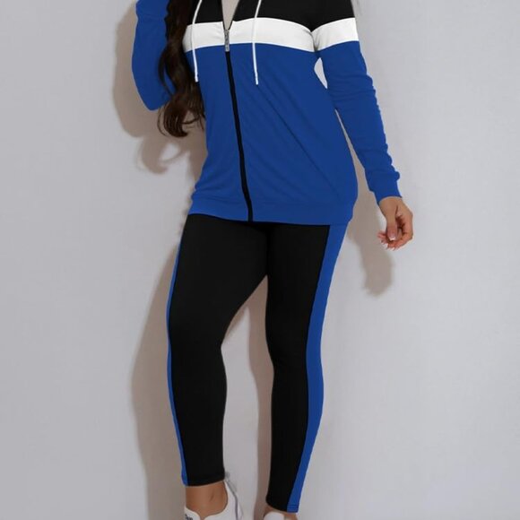 Cozy 2-Piece Blue Tracksuit for Women: Lightweight Hoodie & Jogger Pants - Picture 3 of 4